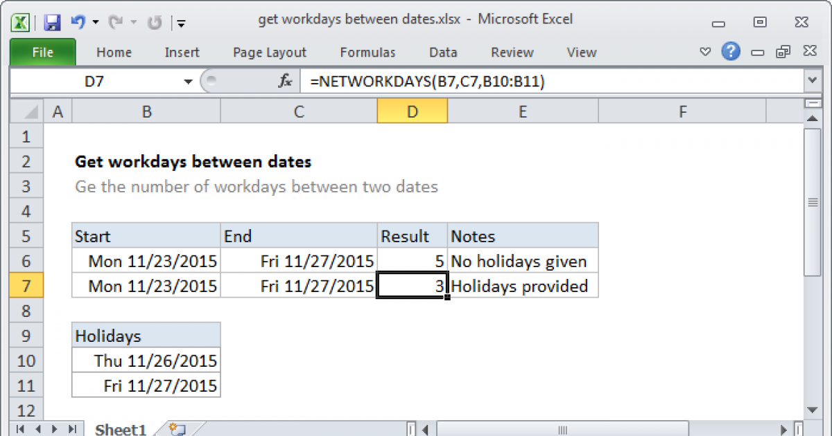 Get Workdays Between Dates Excel Formula Exceljet